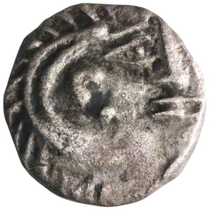 Eastern Arabia, Mleiha: in name of Abi'el, silver drachm (3.64g), Mleiha (Maleha, Sharjah) mint, 100 BCE-100 CE. Crude imitation of coinage of Alexander the Great. Very rare.
