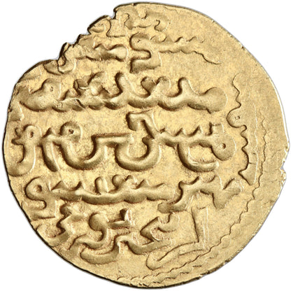 Ilkhanid, Gaykhatu, gold dinar, Tabriz mint, AH 691, legends in both Arabic and Uyghur script