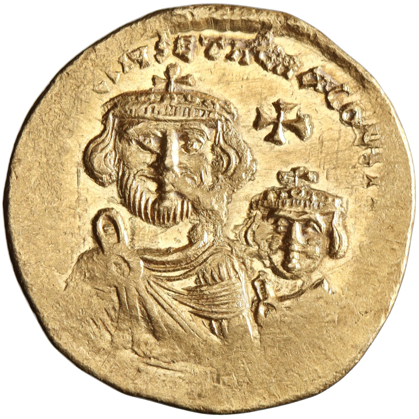 Byzantine, Heraclius, gold solidus, Constantinople mint, 613-616 CE, Heraclius and Heraclius Constantine