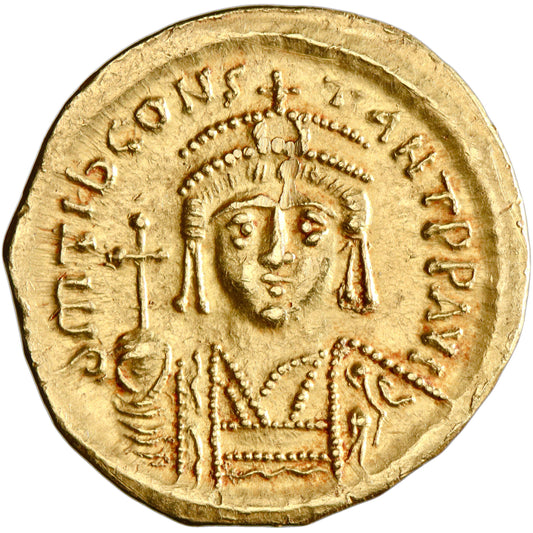 Byzantine, Tiberius II Constantine, gold solidus, Constantinople mint, officina E, 578-582 CE, Tiberius