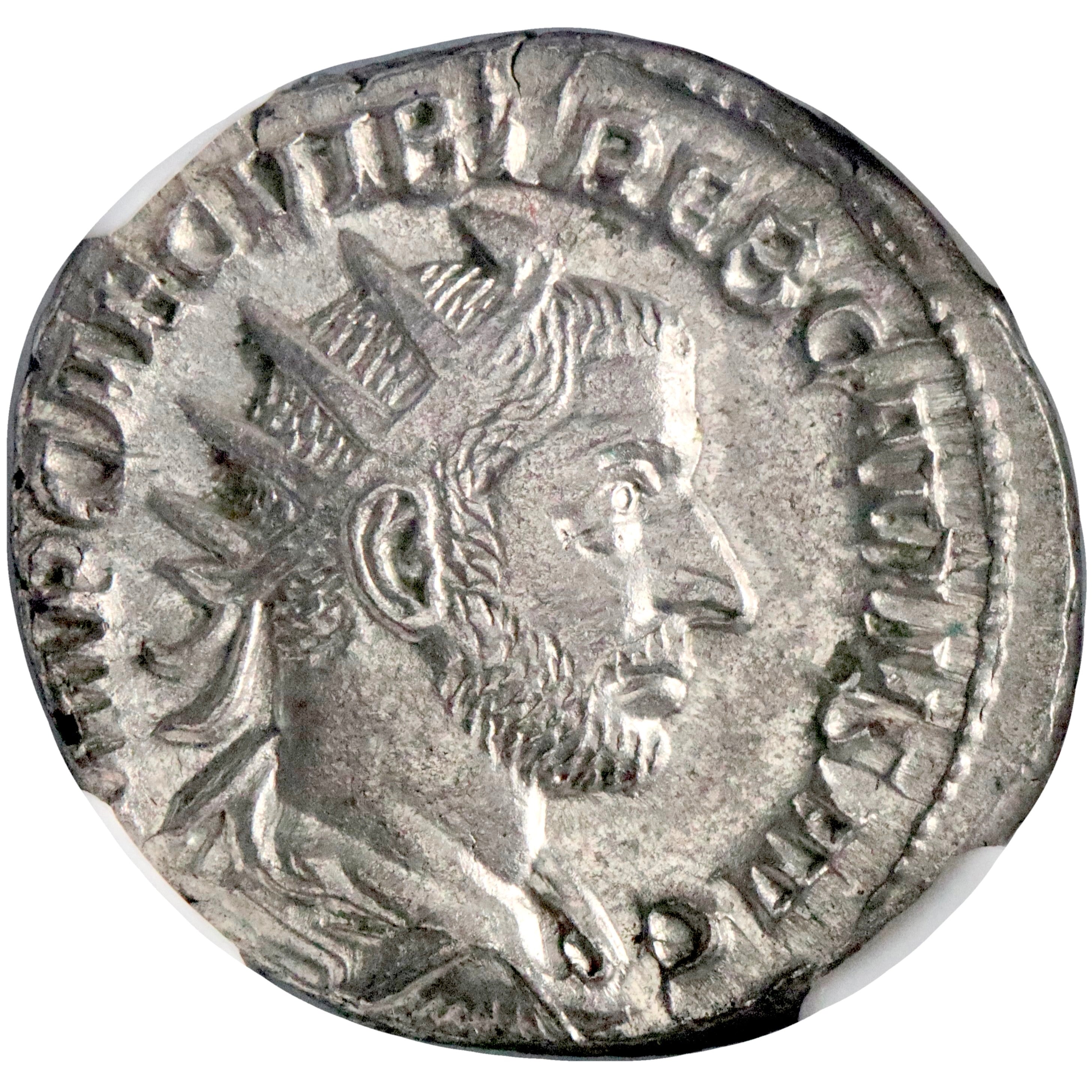 Roman Empire, Trebonianus Gallus, silver antoninianus, Rome mint, 251-253 CE, Libertas, NGC Ch AU