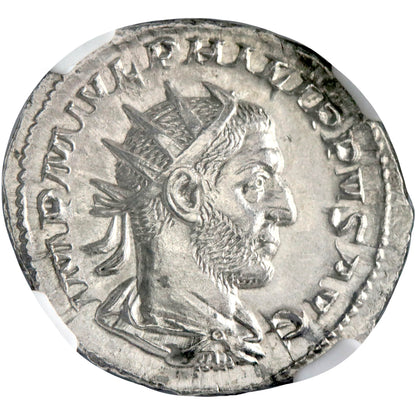 Roman Empire, Philip I, silver antoninianus, Rome mint, 246 CE, Felicitas, NGC MS
