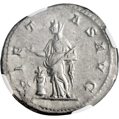 Roman Empire, Julia Maesa, silver antoninianus, Rome mint, 218-220 CE, Pietas, NGC Ch XF