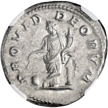 Roman Empire, Elagabalus, silver antoninianus, Rome mint, 218-222 CE, Providentia, NGC AU
