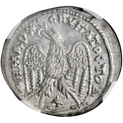 Roman Syria, Caracalla, silver tetradrachm, Laodicea ad Mare mint, 215-217 CE, NGC AU
