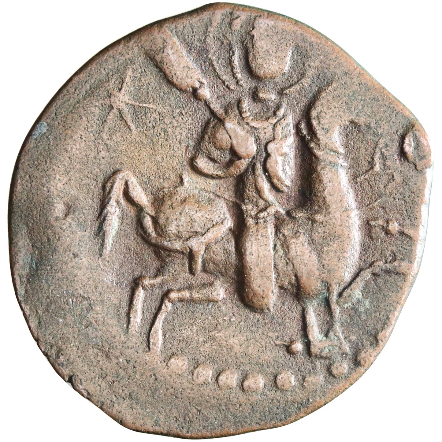 Seljuq of Rum, Sulayman II ibn Qilij Arslan, bronze heavy fals, AH 592-600, Sultan on horseback