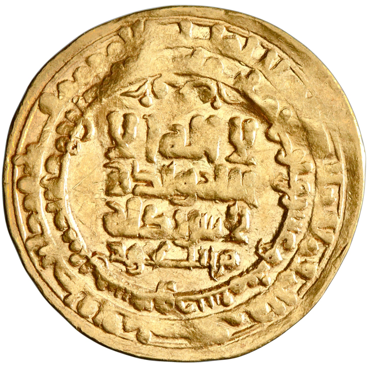 Ghaznavid, Mas'ud I ibn Mahmud, gold dinar, Naysabur (Nishapur) mint, AH 423, citing Al-Qa'im