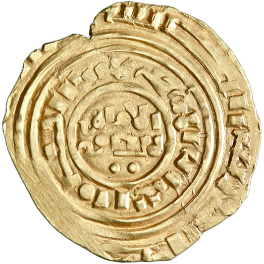 Crusader Kingdoms, gold bezant/dinar, 12th-13th century CE, pseudo-Kufic imitation of Fatimid dinars of al-'Amir