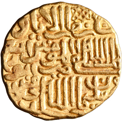 Delhi, Muhammad III ibn Tughluq, gold heavy dinar, Dehli (Delhi) mint, AH 742, citing Abu al-Rabi' Sulayman al-Mustakfi