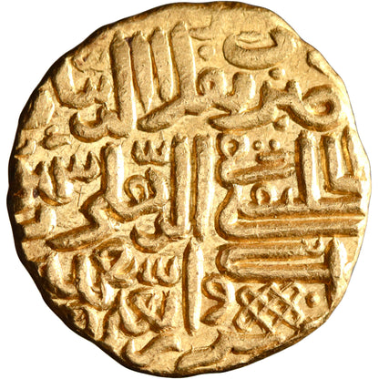 Delhi, Muhammad III ibn Tughluq, gold heavy dinar, Dehli (Delhi) mint, AH 742, citing Abu al-Rabi' Sulayman al-Mustakfi