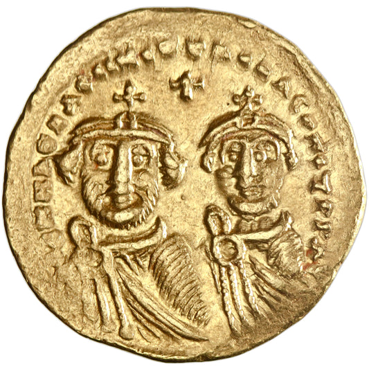 Byzantine, Heraclius, gold solidus, Constantinople mint, officina I_ (10th), 626-629 CE, Heraclius and Heraclius Constantine