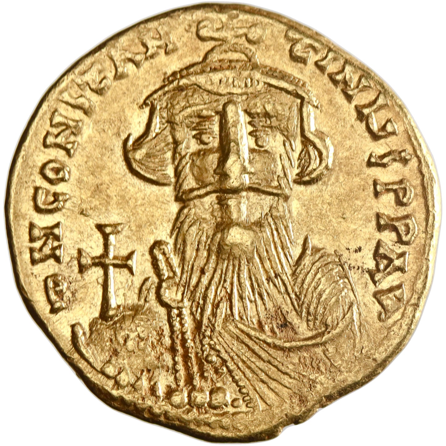 Byzantine, Constans II, gold solidus, Constantinople mint, officina S (6th), 651-654 CE
